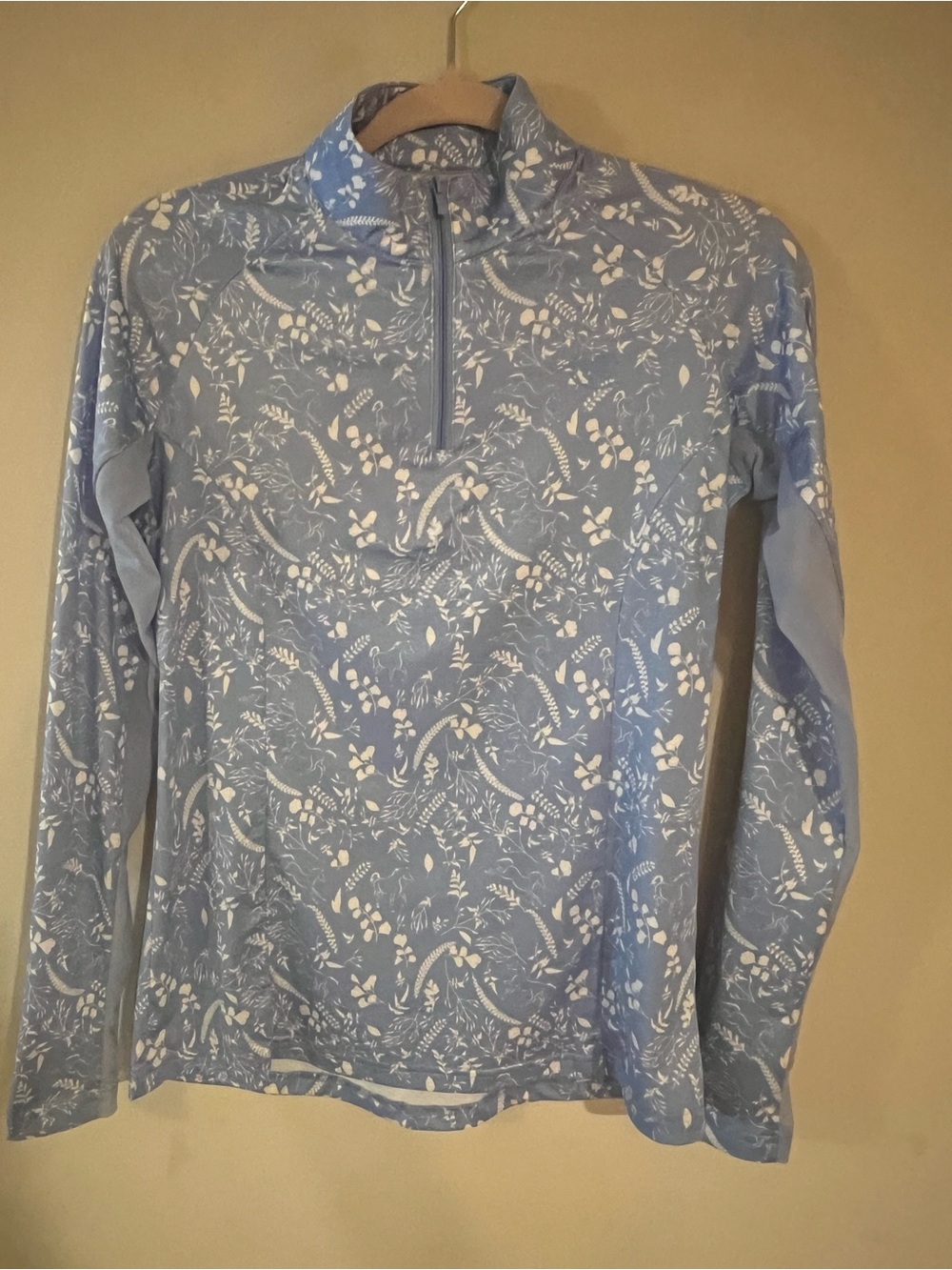 Light Blue Floral Quarter-Zip riding shirt